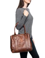 Bolso Tote Frye Melissa DB138 de Piel Coñac con Cierre de Broche Magnético