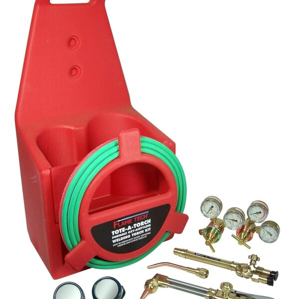 Flame Tech Kit de antorcha portátil, compatible con productos Victor, kit de antorcha de oxiacetileno con reguladores de