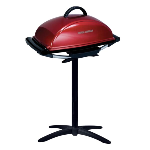 Parrilla eléctrica George Foreman GFO201R, para interiores y exteriores , Antiadherente, Rojo