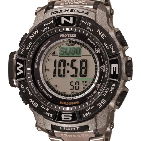 Reloj Casio Pro Trek PRW3500T-7 Triple Sensor Energía Solar Correa de Titanio Resistente al Agua 200 Metros