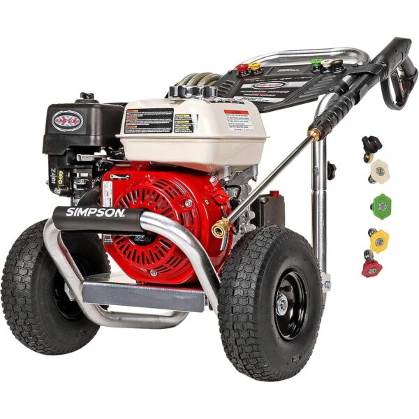 Lavadora a Presión de Gas Simpson ALH3425 3400 PSI 2.5 GPM Motor Honda GX200 Manguera MorFlex 25 Pies Serie Aluminio