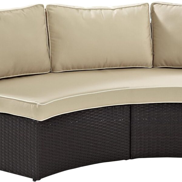 Sofá Modular Crosley Furniture Catalina CO7120-BR Mimbre Marrón para 3 Personas Exterior