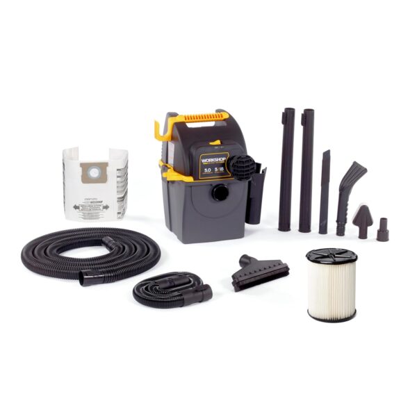 WORKSHOP Wet/Dry Vacs Vacuum WS0501WM - Aspiradora portátil en seco y húmedo para coche, 5 galones húmedo/seco, aspirado