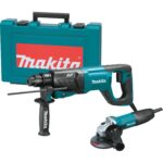 Makita HR2641X1 SDS-PLUS Martillo giratorio AVT de 3 modos de velocidad variable con caja y amoladora angular de 4-1/2",