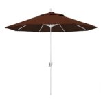 Sombrilla California Umbrella GSPT908170-5432 9 pies Aluminio Tela Sunbrella Bay Brown Poste Blanco Redonda Manivela Bot