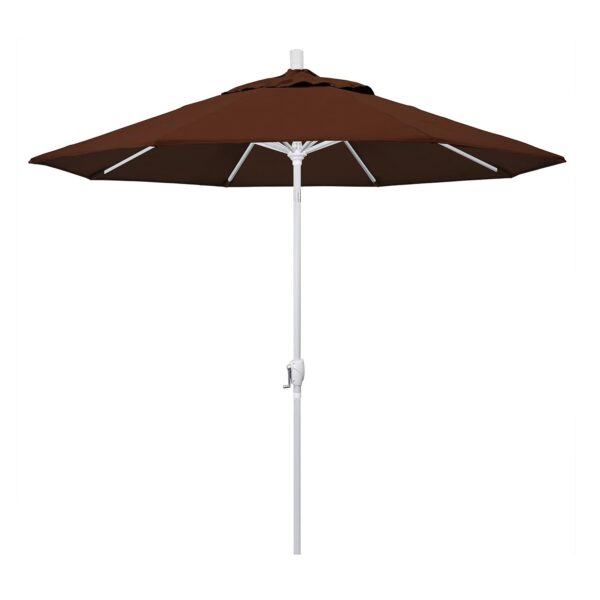 Sombrilla California Umbrella GSPT908170-5432 9 pies Aluminio Tela Sunbrella Bay Brown Poste Blanco Redonda Manivela Bot