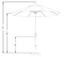 Sombrilla California Umbrella GSPT908170-5432 9 pies Aluminio Tela Sunbrella Bay Brown Poste Blanco Redonda Manivela Bot