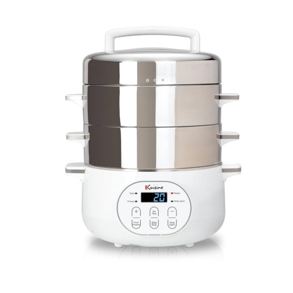 Euro Cuisine Vaporera eléctrica de acero inoxidable.