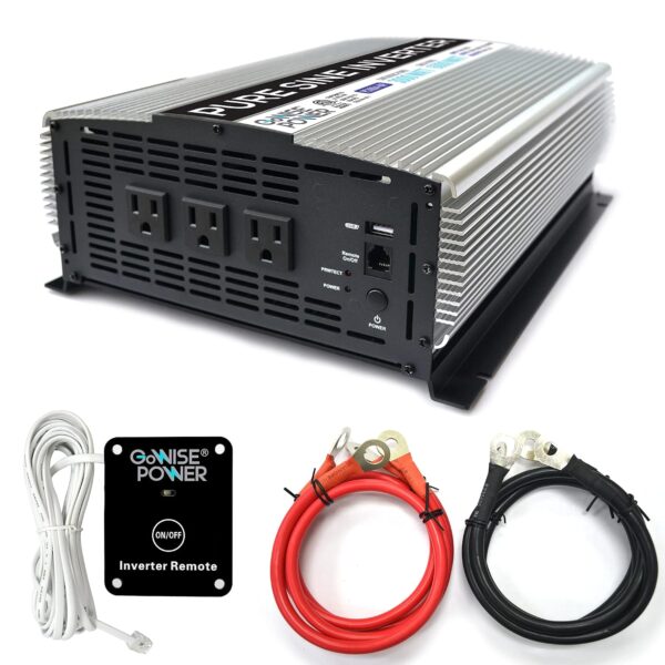 Inversor de Onda Sinusoidal Pura GoWISE Power PS1004 3000W Continuo 6000W Pico 12V CC a 120V CA Gris
