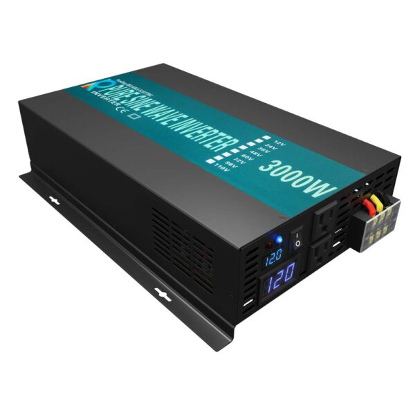 Inversor de Potencia Solar WZRELB 300012FBA 3000W 12V a 120V 60Hz Onda Sinusoidal Pura Pantalla LED