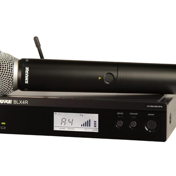 Sistema de micrófono inalámbrico Shure BLX24R/B58 - Vida útil de batería de 14 horas, rango de 300 pies, UHF | Micrófono