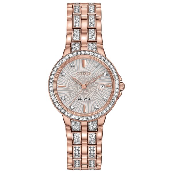 Reloj Citizen Eco-Drive EW2348-56A Silueta Cristal Acero Inoxidable Tono Dorado Rosa para Mujer
