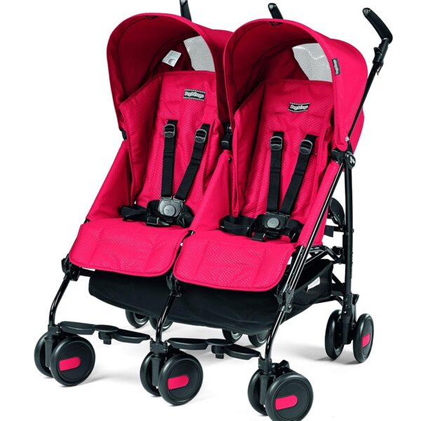 Cochecito Doble Peg Perego Pliko Mini Twin Aluminio Rosado Mod Red 2 Asientos Reclinables