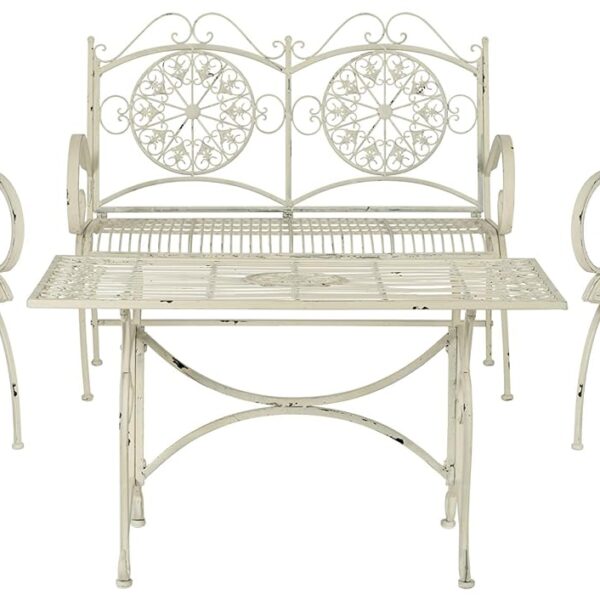 Juego de Patio Safavieh Sophie PAT5001A 4 Piezas Blanco Antiguo Metal