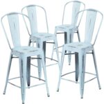 Taburete de Metal Flash Furniture 4-ET-3534-24-DB-GG Pack 4 Altura de Asiento 24 Pulgadas Verde-Azul