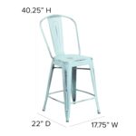 Taburete de Metal Flash Furniture 4-ET-3534-24-DB-GG Pack 4 Altura de Asiento 24 Pulgadas Verde-Azul