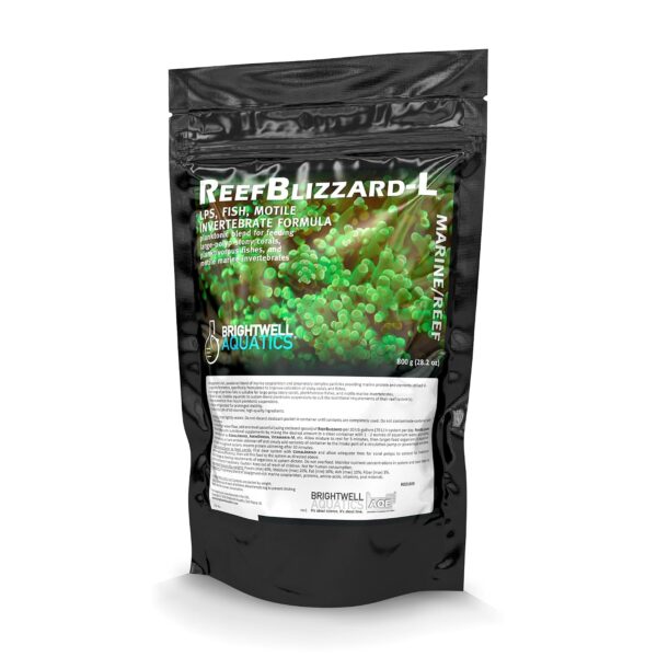 Alimento en Polvo Brightwell Aquatics Reef Blizzard L RBZL800 para Corales Pedregosos y Peces Planctívoros 28.22 oz