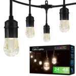Cadena de Luces LED Enbrighten Modelo 31664 48 Pies 24 Bombillas Blanco Cálido Cable Negro para Interior y Exterior