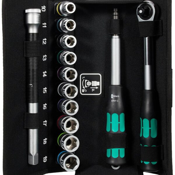 Set de Trinquete Wera 8006 SC 1 Zyklop Hybrid 1/2 pulgada Métrico 13 piezas