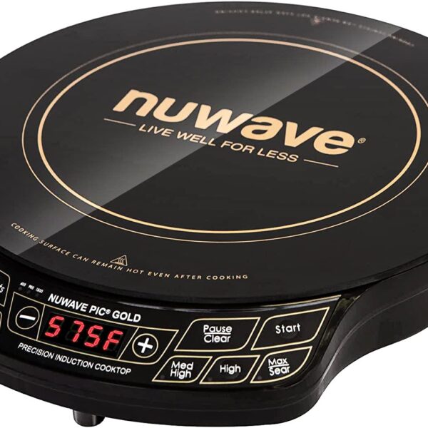 Nuwave Gold Placa de Inducción de Precisión, Portátil, Potente con Bobina de Calentamiento Grande de 8", 100°F a 575°F,