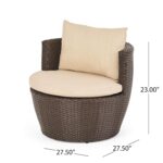 Juego de Chat Christopher Knight Home Kono 296323 3 Piezas Mimbre Marrón Cojines Beige