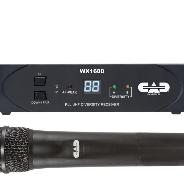 CAD Audio WX1600G Sistema de mano inalámbrico UHF de 100 canales - Sincronización de enlaces, bloqueo cad, batería de 15
