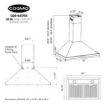 COSMO COS-63175S - Campana extractora de 30 pulgadas Vista Collection de 380 CFM con montaje en pared canalizada, contro