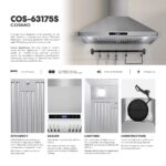COSMO COS-63175S - Campana extractora de 30 pulgadas Vista Collection de 380 CFM con montaje en pared canalizada, contro