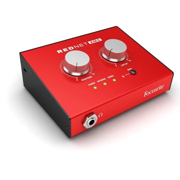 Focusrite RedNet AM2 Stereo Dante amplificador de auriculares e interfaz de salida de línea con PoE (alimentación a trav