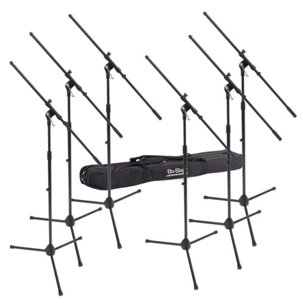 On-Stage MSP7706 Euro Boom 6 - Soportes de micrófono con bolsa de viaje (para micrófonos vocales e instrumentos, altura