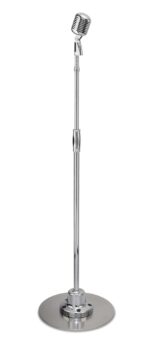 Pyle Micrófono retro, estilo clásico vintage, audio unidireccional, soporte ajustable, cable XLR, acabado plateado, micr