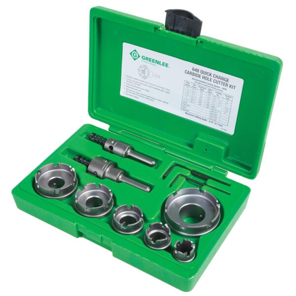 Greenlee - Cortador de carburo, Qck Chnge, 8Pc, fabricación de agujeros (648)