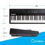 Alesis Recital - Teclado de piano digital de 88 teclas con teclas semi-pesadas, 2 altavoces de 20W, 5 voces, modo dividi