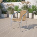 Silla apilable Flash Furniture Lila 4-TLH-020-BGE-GG paquete de 4 aluminio y ratán beige interior y exterior