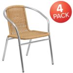 Silla apilable Flash Furniture Lila 4-TLH-020-BGE-GG paquete de 4 aluminio y ratán beige interior y exterior