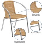 Silla apilable Flash Furniture Lila 4-TLH-020-BGE-GG paquete de 4 aluminio y ratán beige interior y exterior