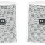 JBL Control 23-1 Altavoces ultracompactos para interiores y exteriores de 3 pulgadas, color blanco, par