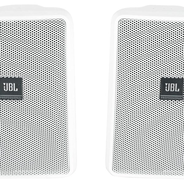 JBL Control 23-1 Altavoces ultracompactos para interiores y exteriores de 3 pulgadas, color blanco, par