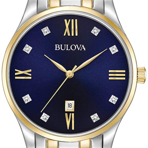 Reloj Bulova para hombre 98D130 acero inoxidable bicolor esfera azul 8 diamantes 40 milímetros