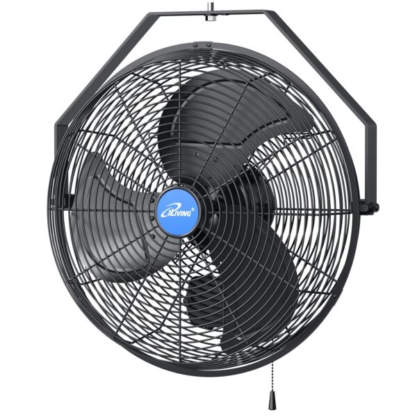 Ventilador de Pared iLIVING ILG8E18-15 18 Pulgadas 6360 CFM 3 Velocidades Negro para Interiores y Exteriores