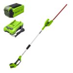 Cortasetos de Poste Inalámbrico Greenworks PH40B210 40V 20 Pulgadas Hoja de Acero con Batería 2.0 Ah y Cargador