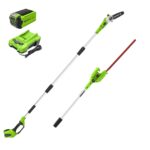 Kit Combinado Sierra de Poste y Cortasetos de Poste Greenworks PSPH40B210 40V Batería 2.0Ah Barra 8 pulgadas Hoja 20 pul