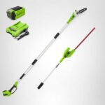 Kit Combinado Sierra de Poste y Cortasetos de Poste Greenworks PSPH40B210 40V Batería 2.0Ah Barra 8 pulgadas Hoja 20 pul
