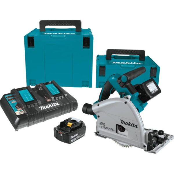 Makita XPS01PTJ Kit de sierra circular de inmersión inalámbrica de 18 voltios X2 LXT de iones de litio (36V) sin escobil