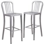 Taburete de Bar Flash Furniture Gael 2-CH-61200-30-SIL-GG 30 pulgadas Acero Galvanizado Plateado Juego de 2