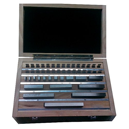 HHIP 4101-1042 Juego de bloques de calibre rectangular métrico de 87 piezas, grado JIS 2, acero