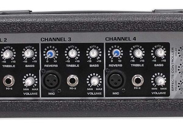 Rockville RPM45 1800w Amplificador Mezclador Alimentado de 4 Canales, USB, EQ, Efectos, Alimentación Phantom, Carcasa de