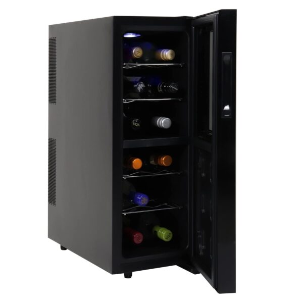 Koolatron Refrigerador de vino de 12 botellas - Enfriador de vino con puerta de vidrio, refrigerador de bebidas de 1.2 p