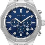 Reloj Cronógrafo Bulova 96D138 Acero Inoxidable con Diamantes Esfera Azul 44 milímetros