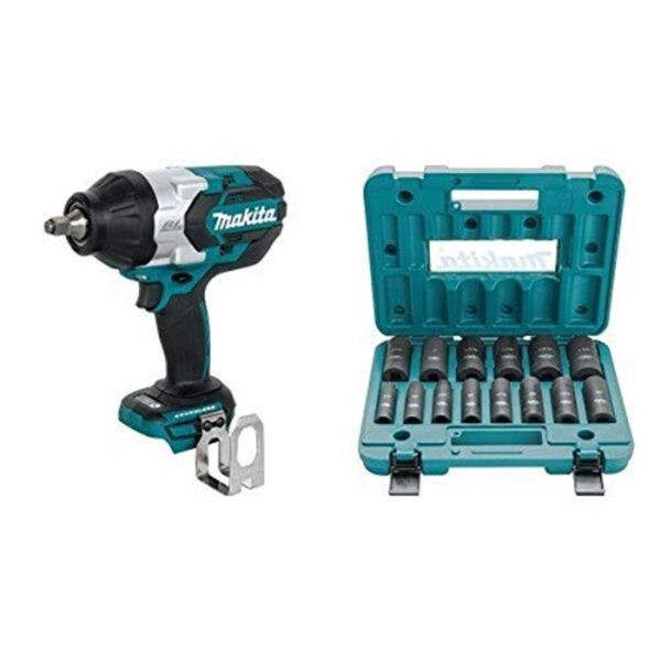 Llave de Impacto Makita XWT08Z Inalámbrica 18V 1/2 Pulgadas con Juego de Llaves de Vaso de 14 Piezas